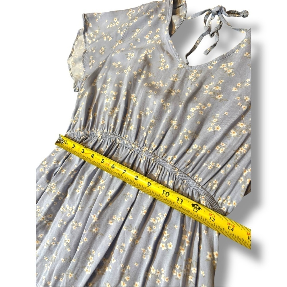 Yarn&Sea Baby Blue Floral Print Smocked Open Back Flutter Short Sleeve Sundress - Picture 9 of 16